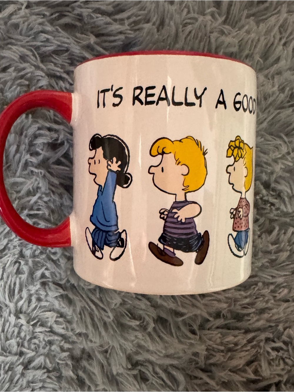 Peanuts White Ceramic Mug with Red Handle
